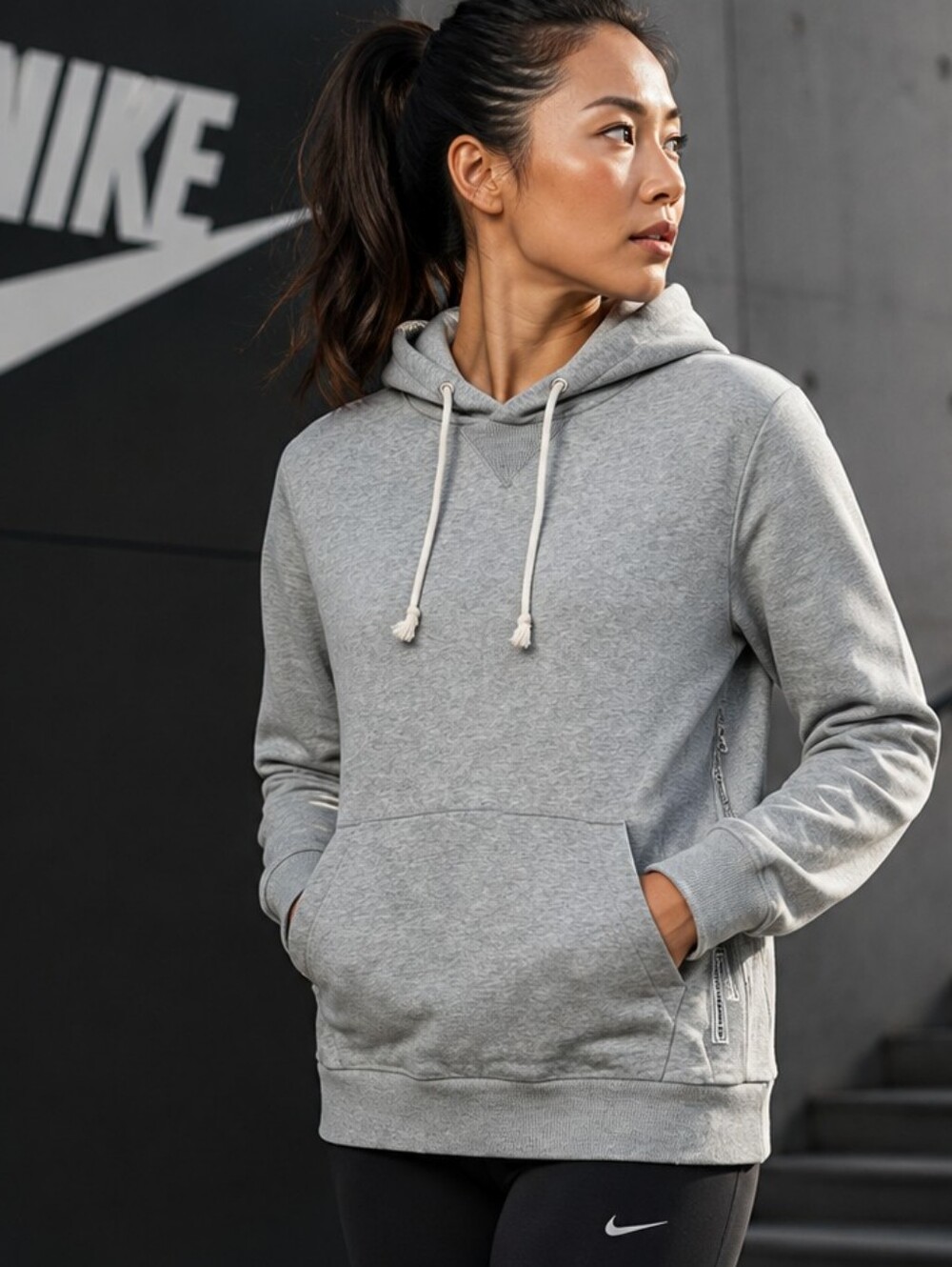 Nike Standard Issue Dri-FIT Women’s Gray Pullover Hoodie Size S Side Zip